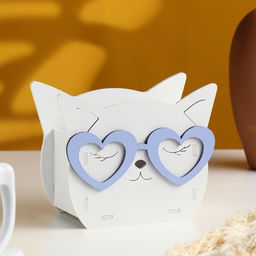 Кашпо деревянное Кошечка в очках 12х15х7,6 см МИКС