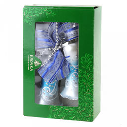 Елочная игрушка колокольчик стеклянная Бубенчики из 2шт, ручная художественная роспись, цвета микс, в подарочной коробке (Россия) - Домашняя мода фото 4