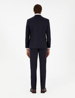 Lacivert Slim Fit Y_n Kar___ml_ Tak_m Elbise