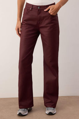 Bordo Kaplamal? Yuksek Bel Wide Leg Jeans TWOAW26JE00166 - Trendyolmilla фото 3