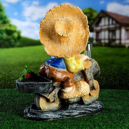 Садовая фигура - фонарь «Лесовик на велосипеде с фонарём» из полистоуна, 50 см, МИКС