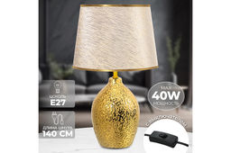 Настольная лампа 25*25*42,5 см Мятое золото+ золотистый круг абажур