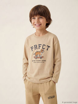 Bisiklet Yaka Bask?l? Uzun Kollu Erkek ?ocuk Ti??rt 2li