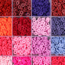 Декор для творчества пластик «Палитра красного, розового», d=0.6 см, набор 24 цвета, 18.5×13×2 см