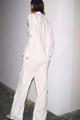 ZW COLLECTION 100% LINEN PALAZZO TROUSERS - Zara фото 23