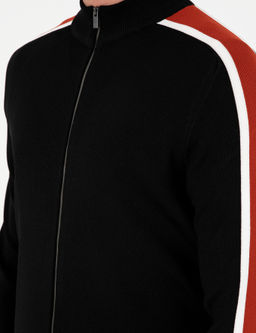 Siyah Slim Fit Y_n Kar___ml_ Fermuarl_ Triko H_rka - Pierre cardin фото 7