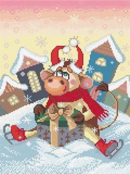 Кристальная (алмазная) мозаика ФРЕЯ ALVK-75 Бычок СК/Распродажа 40 х 30 см