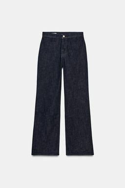 HIGH-WAIST DENIM EFFECT TROUSERS - Zara фото 7