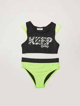 Esnek Kuma?tan Bask?l? K?z ?ocuk Bikini