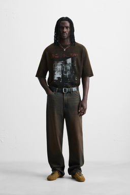 WASHED PRINT KNIT T-SHIRT