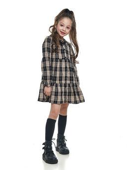 Платье в клетку UD 6831 беж-черн клетка - Mini maxi фото 4