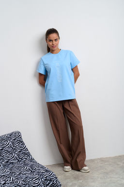 Футболка женская голубая "Зачеркнутые города"