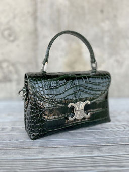 Маленькая женская лаковая сумка под крокодила HW-8623 Грин - Sergio valentini фото 2