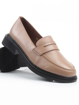 03-DYL123-2 DK. BEIGE Лоферы женские (натуральная кожа)