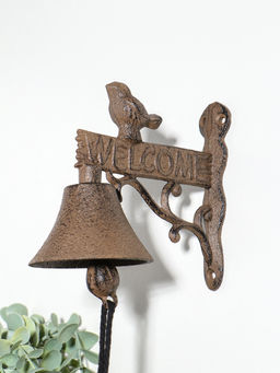 Колокол сувенирный чугун "Птица - Добро пожаловать" 13,5х16х8 см