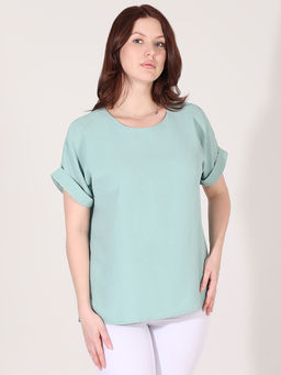Мятная блузка базовая больших размеров - Almond фото 2
