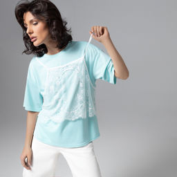 Футболка оверсайз, Модный тандем (мятный 2 в 1) - Charutti фото 2