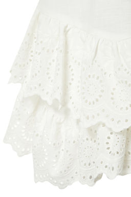 TRENDYOLMILLA Plaj Giyim Briddal Beyaz Mini Dokuma Brode Detayl? Flaml? Pamuk Plaj Etek TBESS24ET00004 фото 8