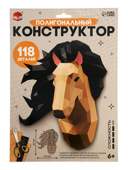 Конструктор полигональный Голова лошади, 118 деталей, UNICON