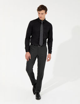 Siyah Regular Fit Uzun Kollu Klasik G_mlek