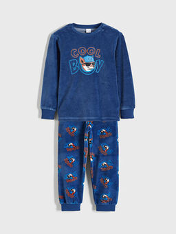 Bisiklet Yaka Kadife Erkek ?ocuk Pijama Tak?m?