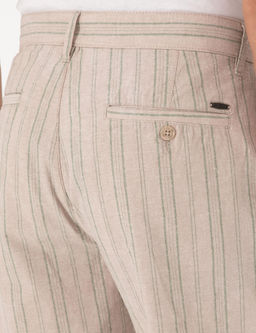 Haki Slim Fit Keten Kar___ml_ _izgili Dokuma _ort - Pierre cardin фото 6