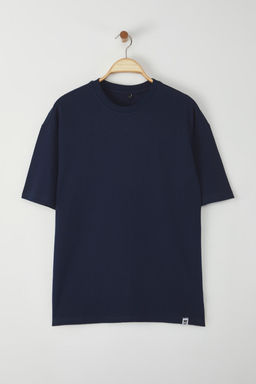 TRENDYOL MAN Lacivert Oversize/Genis Kesim %100 Pamuklu Etiketli T-Shirt TMNSS25TS00115 - Trendyolmilla фото 6