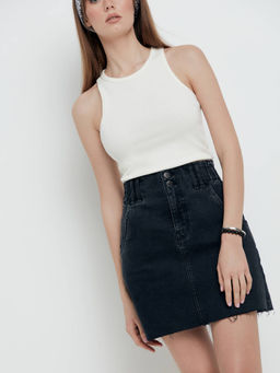 CONTE Джинсовая юбка с необработанным краем CON-424 washed black