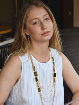 Набор 2 предмета: серьги, бусы Унисон прямоугольники, цвет золото, 80 см