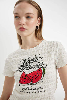 Крутая футболка с короткими рукавами и круглым вырезом с принтом Bubble - Defacto фото 8