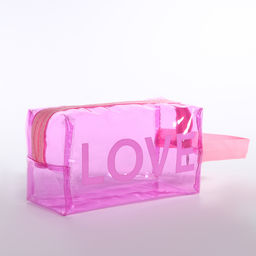 Косметичка ПВХ L-б/н LOVE, 19*8*11, отд на молнии, розовый