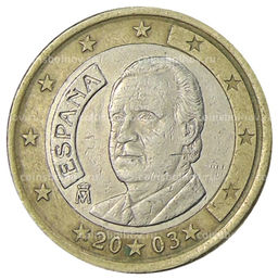 Монета 1 евро 2003 года Испания
