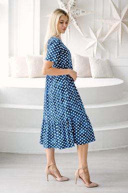 Платье женское из кулирки с кружевом Шарлиз темно-синий - Амадэль фото 4