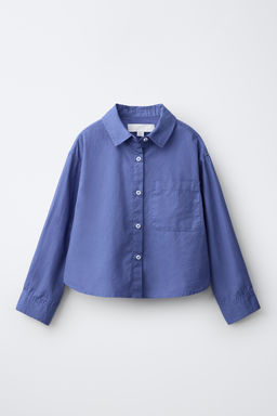 CAMISA POPEL?N LISA / Azul medio