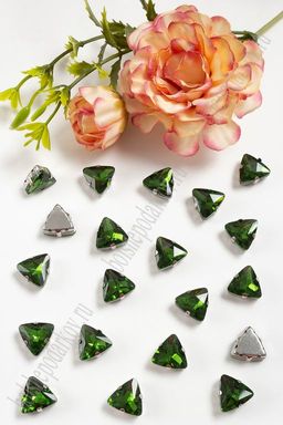 Стразы пришивные 12 мм "Треугольник" (10 шт) SF-3766, зеленый №6