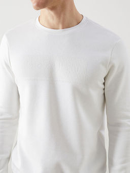 Bisiklet Yaka Bask?l? Erkek Kal?n Sweatshirt