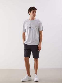 Bisiklet Yaka K?sa Kollu Bask?l? Penye Erkek Ti??rt