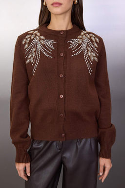 Kahverengi 2li Yun Kar?s?ml? Tas Islemeli Premium Iplik/Ozel Iplik Triko Bluz H?rka TWOAW26HI00200 - Trendyolmilla фото 3