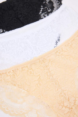 Siyah-K?rm?z?-Pudra 3lu Micro Dantel ve Kurdele/Fiyonk Detayl? Orme Brazilian Kulot THMAW26KU00003 - Trendyolmilla фото 9