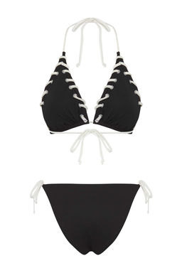 TRENDYOLMILLA Ekru Ucgen Kontrast Renk Biyeli Regular Bikini Tak?m? TBESS25BT00045  фото 5