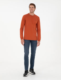 Kiremit Regular Fit Bisiklet Yaka Basic Sweatshirt