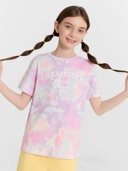 Футболка для девочек розовая с надписью "creativity club"