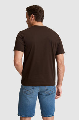 Erkek Koyu Kahverengi Regular Fit Bisiklet Yaka Basic Ti__rt