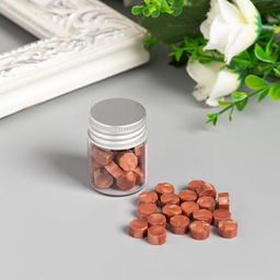 Цена за 2 шт. Сургуч в гранулах в баночке Восьмигранник карамель 9 гр 4,5х3х3 см - Арт узор фото 3