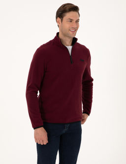 Bordo Regular Fit Yar_m Fermuarl_ Polar Sweatshirt