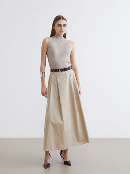 Beli Kemerli Pileli Etek