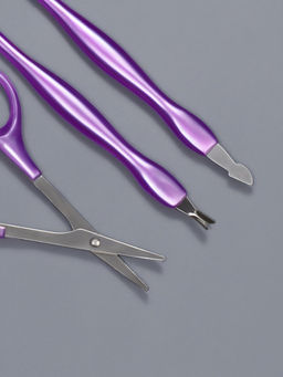 Набор маникюрный, 3 предмета, фиолетовый, серебристый