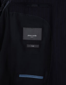 Lacivert Slim Fit _izgili %100 Y_n Tak_m Elbise
