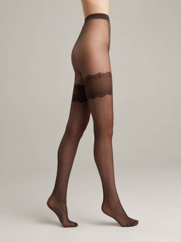 Колготки фантазийные CONTE Колготки в точку с имитацией чулок Seduction grafit  фото 2