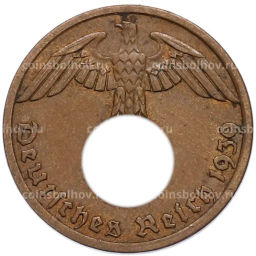 Монета 1 рейхспфенниг 1939 года A Германия